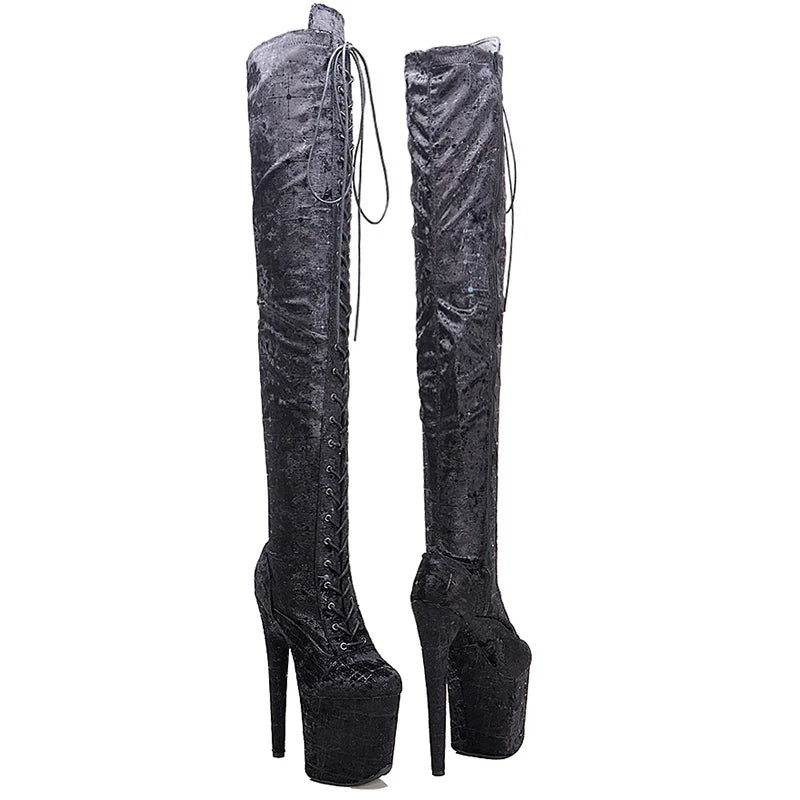 20CM/8inches suede upper fashion lady High Heel platform Pole Dance boots
