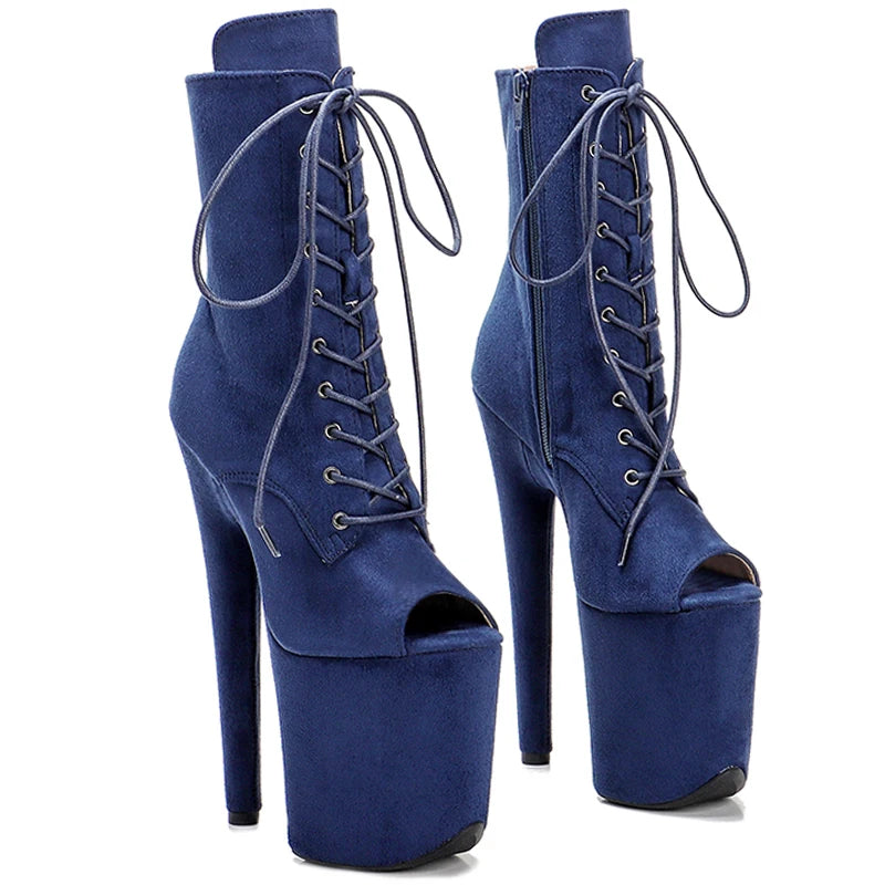 20CM/8inches Suede Upper Open Toe Pole dancing shoes High Heel Pole Dance boots
