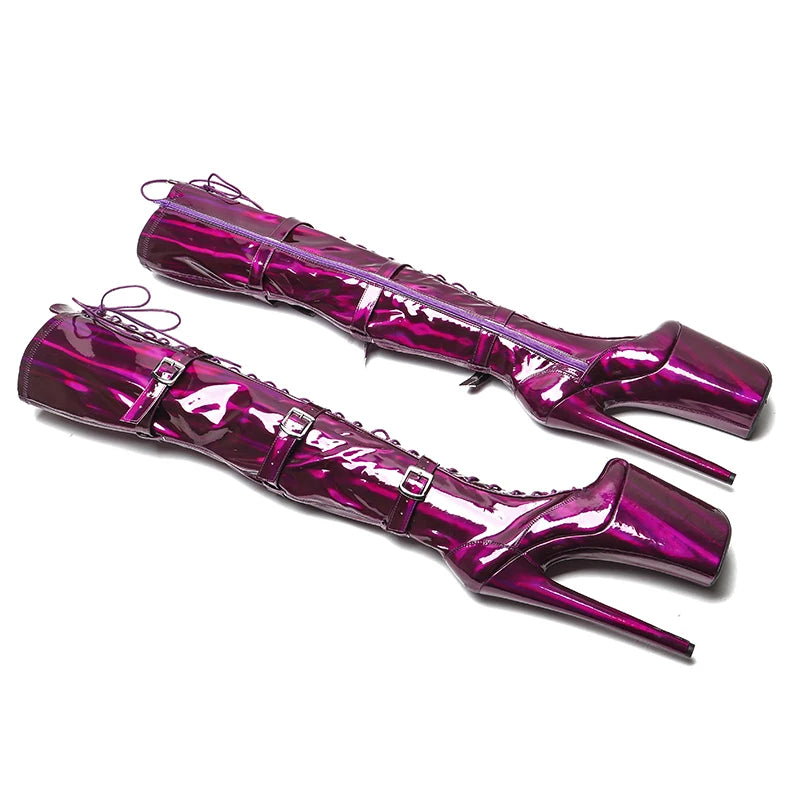 23CM/9inches Shiny material PU fashion lady High Heel platform Pole Dance boots