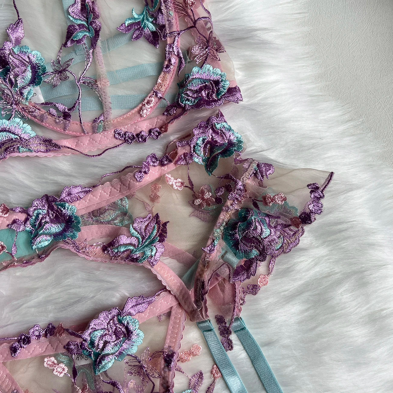 Ellolace Fairy Lingerie Floral Transparent Underwear Ruffle Garter Intimate Delicate Underwear Beautiful See Through Outfits