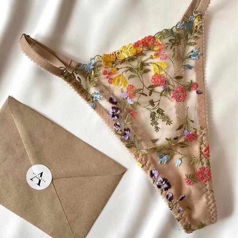 Lingerie Fancy Lace Set Woman 2 Pieces Transparent Women's Underwear Embroidery Beautiful Bra And Panty Set
