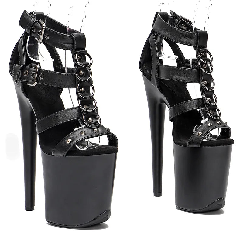 20cm/ 8inches matte PU sandals lady fashion party platform high heel sandals Nightclub Stage pole dance shoes