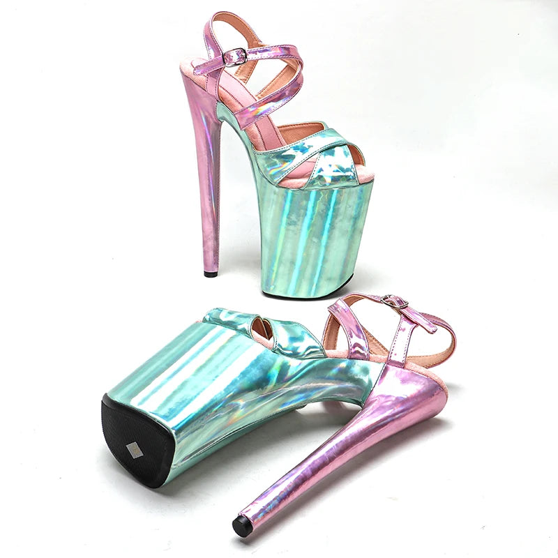 23CM/9inches PU upper Two color Mix Platform y High Heels Sandals Pole Dance shoes