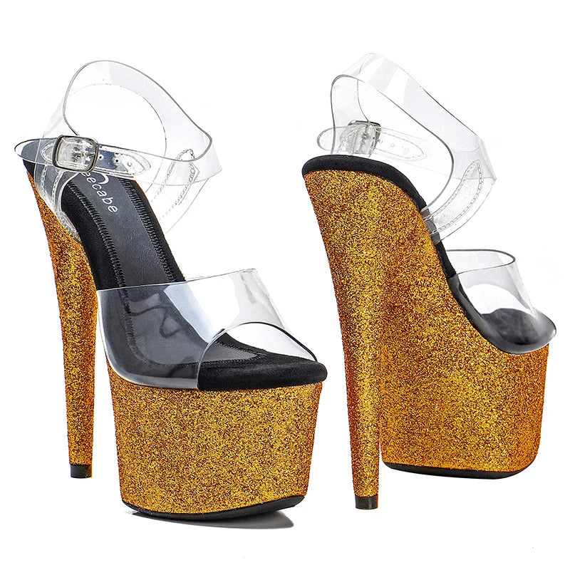 New Pretty Glitter heels Women's Platform Sandals Pole Dancing Shoes 17cm/7Inch High Heels Shoes party pole dance shoe