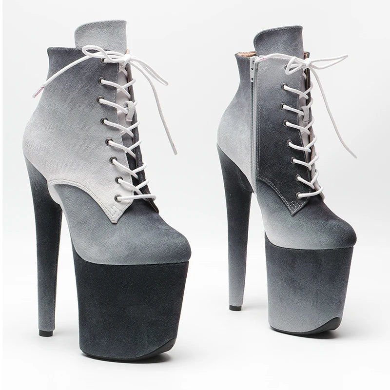 20CM/8inches Suede Gradient color Pole dancing shoes High Heel platform Boots Pole Dance hight boot
