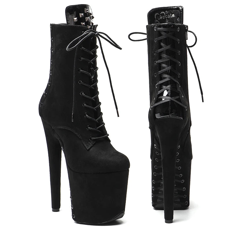 20CM/8inches Suede upper with patent PU Nightclub Stiletto Pumps High Heels Women's Party Shoes