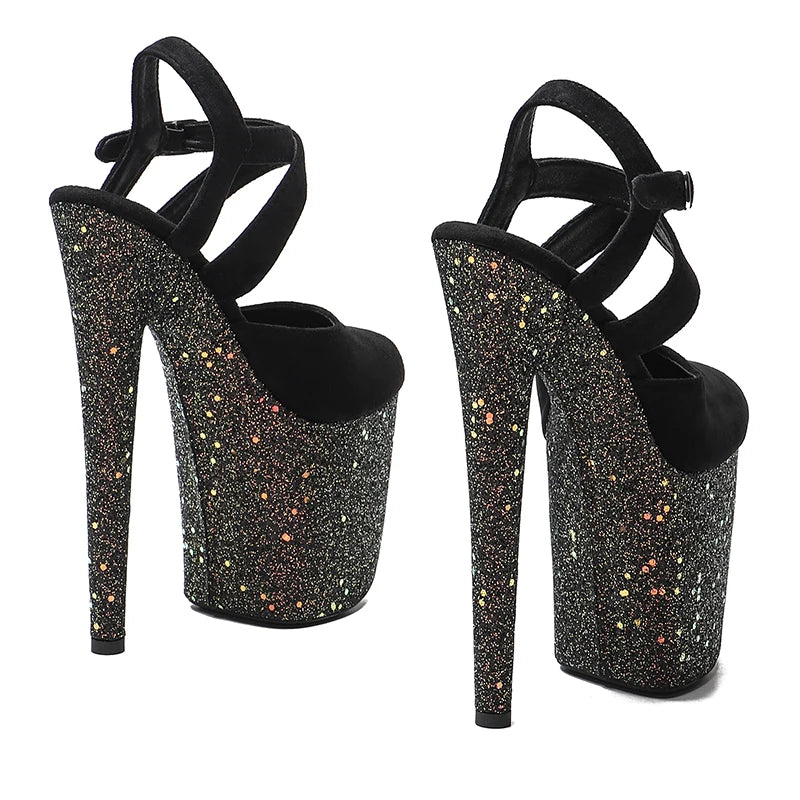 8Inch/20cm Suede Upper with Glitter Platform Sandals party High Heels Shoes Pole Dancing Shoes
