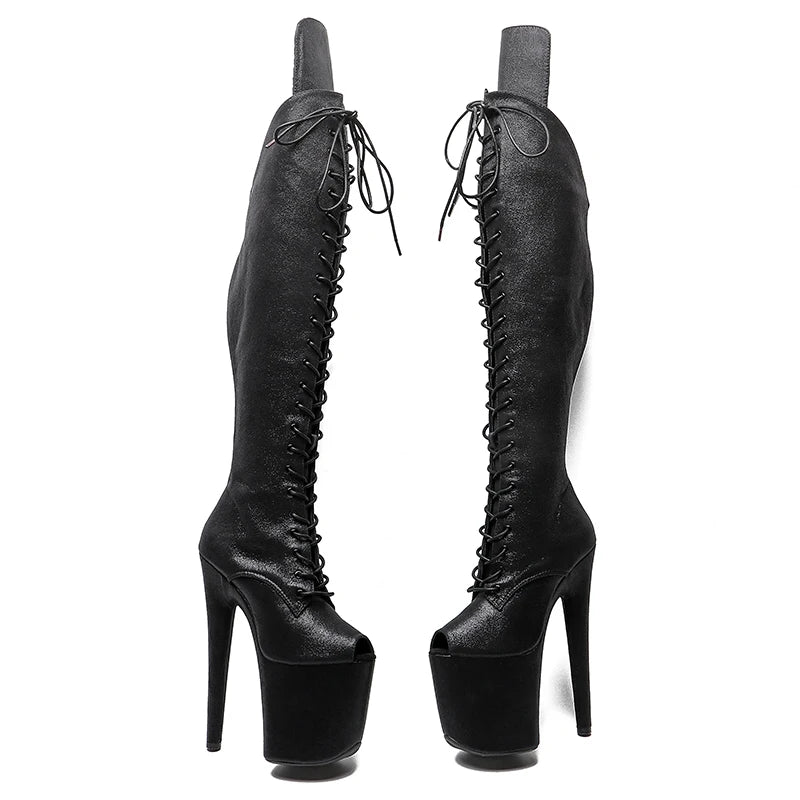 20CM/8inches Women New Extreme High Heel pole Dancing Stripper Shoes y Platform knee high boots 5B