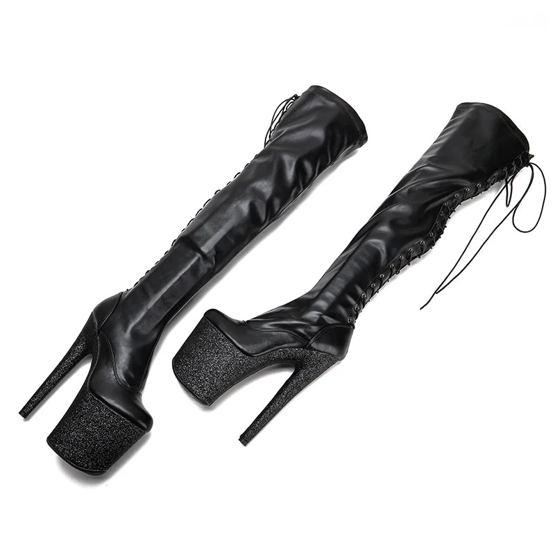 20CM/8inches Matte PU Pole dancing platform Pole Dance boots
