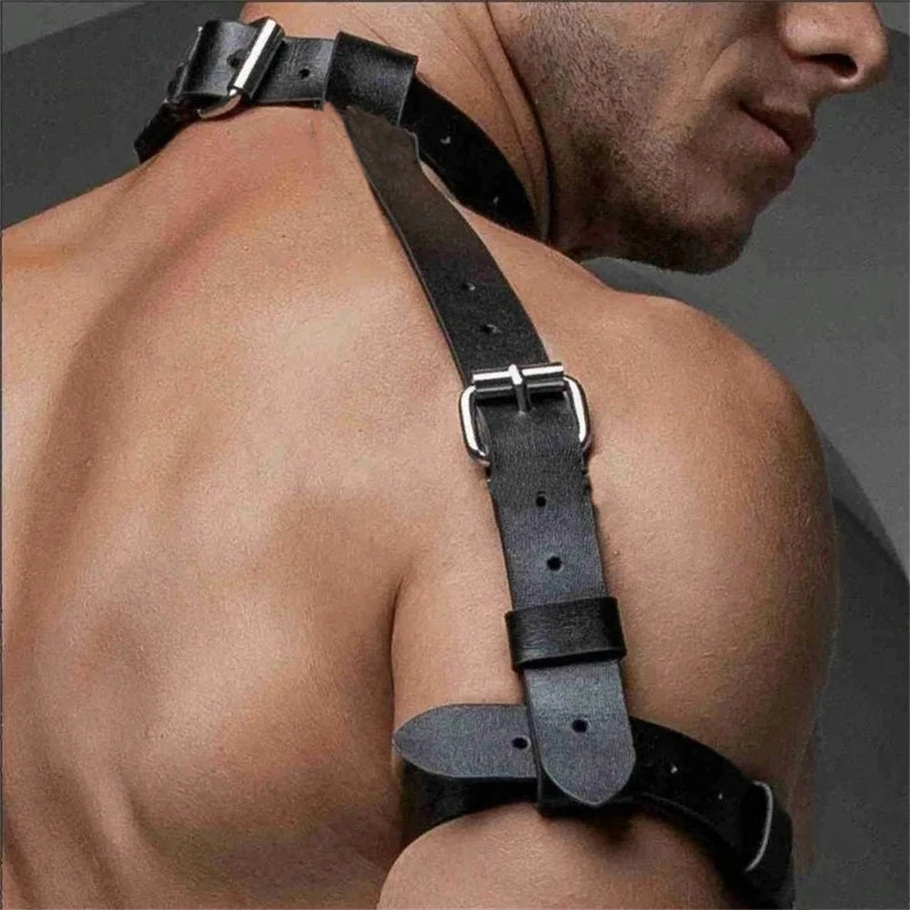Goth Neck PU Leather Harness y Men Gay Belt Costume Collar Wear Club Party Accessories
