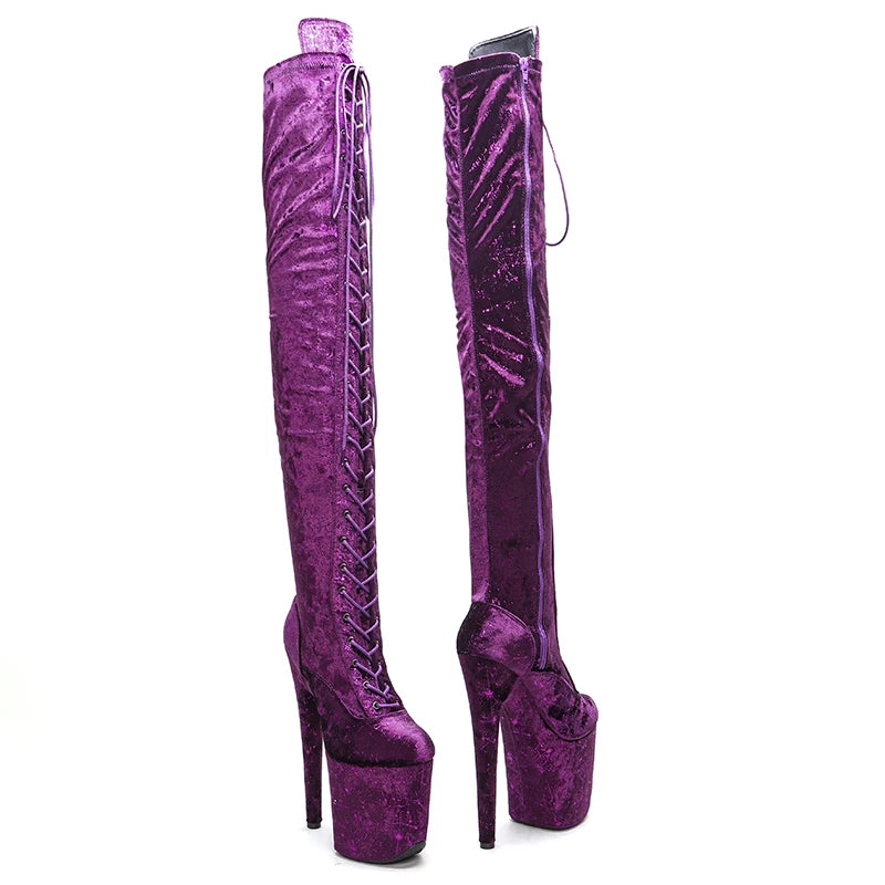 20CM/8inches Pole dancing shoes High Heel over knee closed toe Pole Dance boots