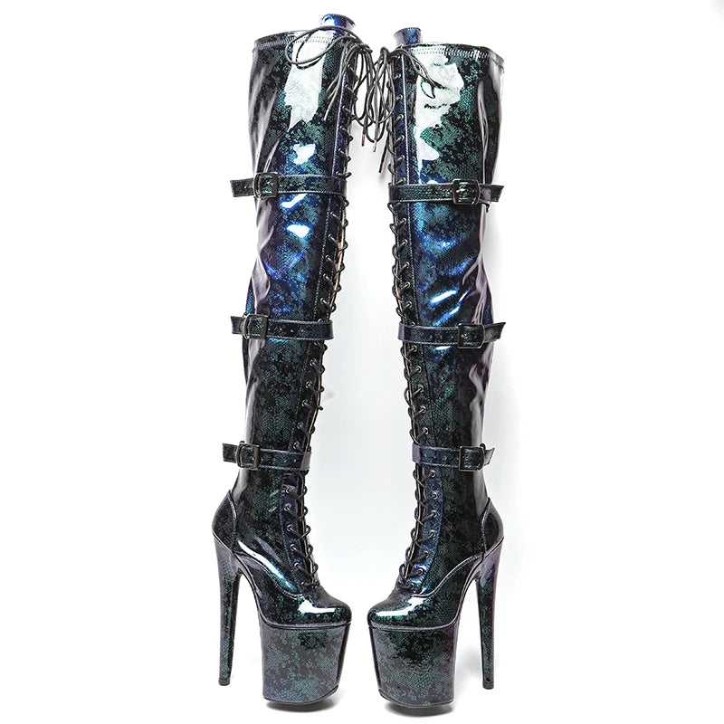 20CM/8inches Snake Upper Gradient Color y exotic young trend fashion boots High Heel platform Pole Dance boot