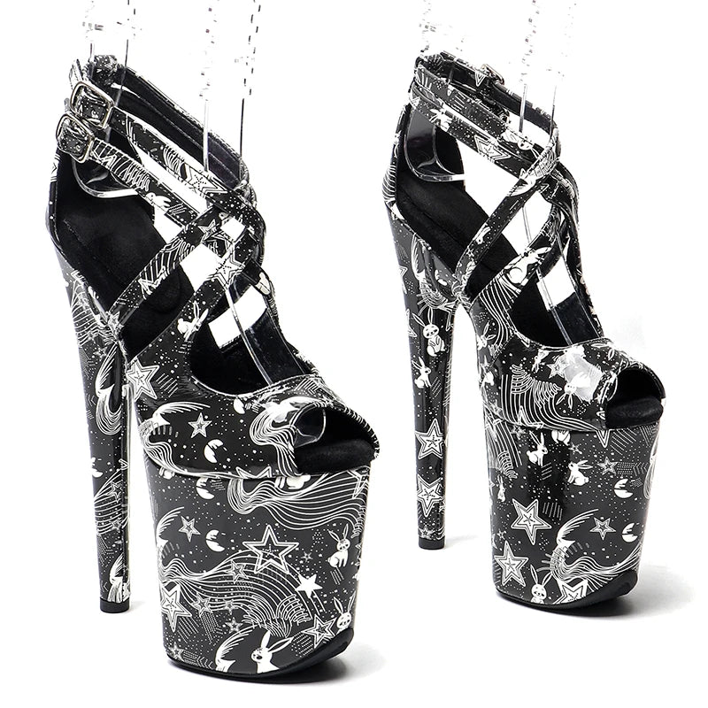 20cm/ 8inches Patent Leather platform high heel sandals New Club Party Women Shoes y Heels Sandals 1BZ