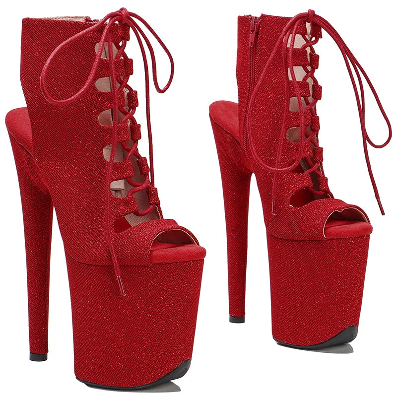 20CM/8inches glitter upper Pole dancing shoes High Heel platform Pole Dance boot