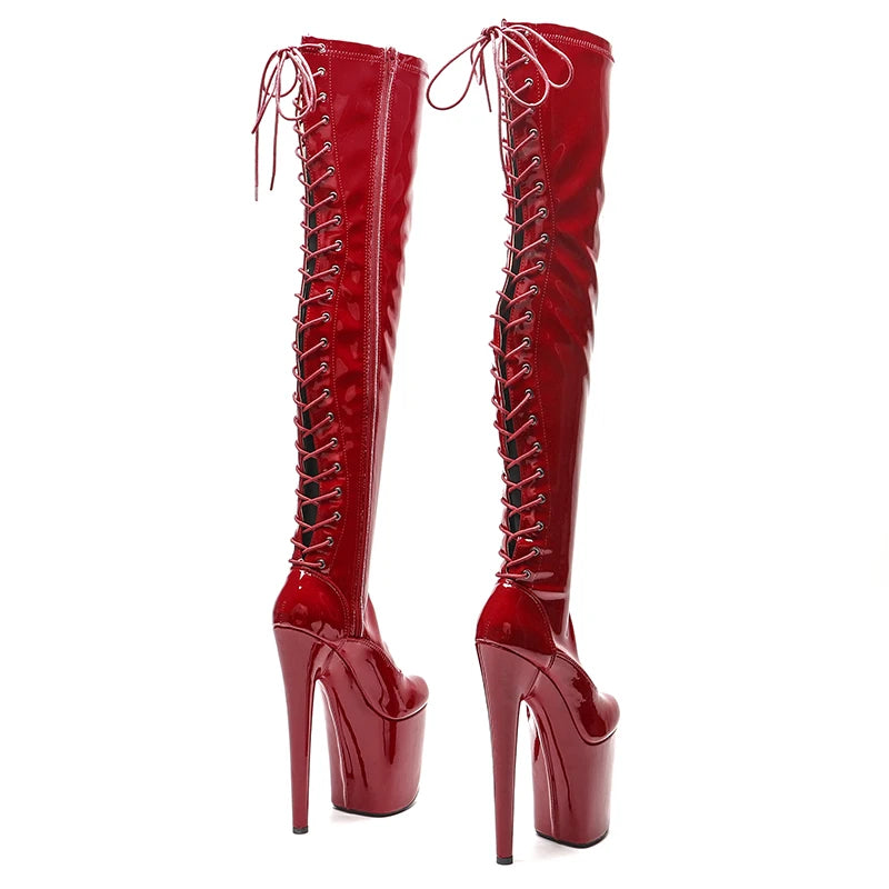 20CM/8inches platform Boots Knee High Boots For Women Chunky Platform High Boots Party Shoes Ladies 5B