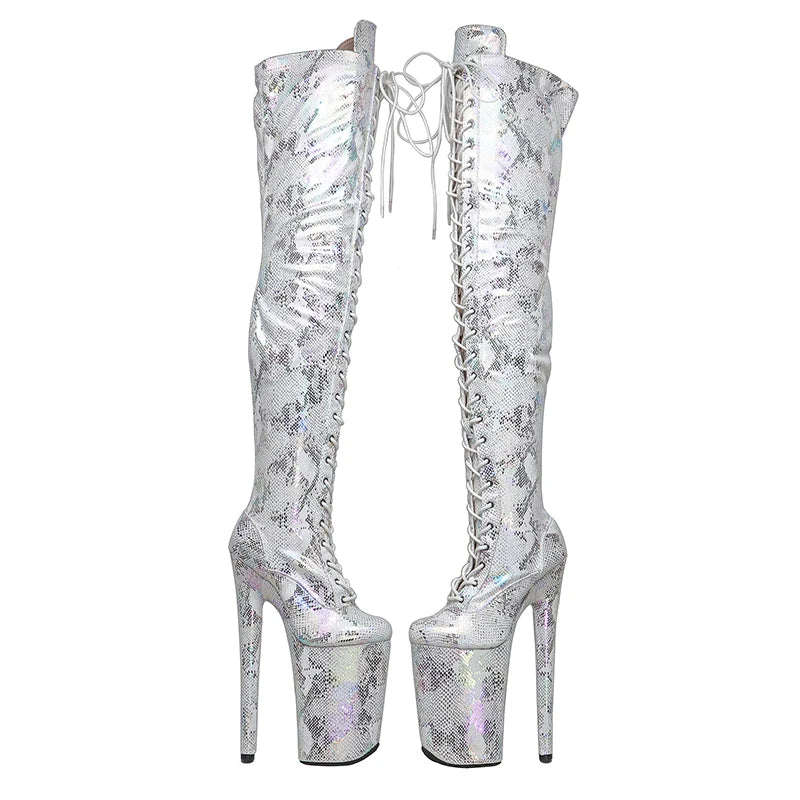 23CM/9inches Snake Upper fashion lady small High Heel platform Pole Dance boots