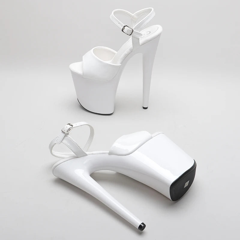 20cm/8inch Shinny White style high heel sandals y model shoes pole dance shoes
