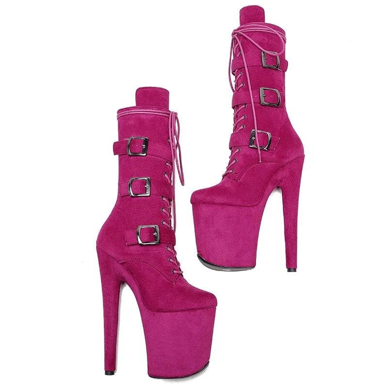 20CM/8Inch suede upper disco party High Heels Shoes Pole Dance boot Women's Platform boots