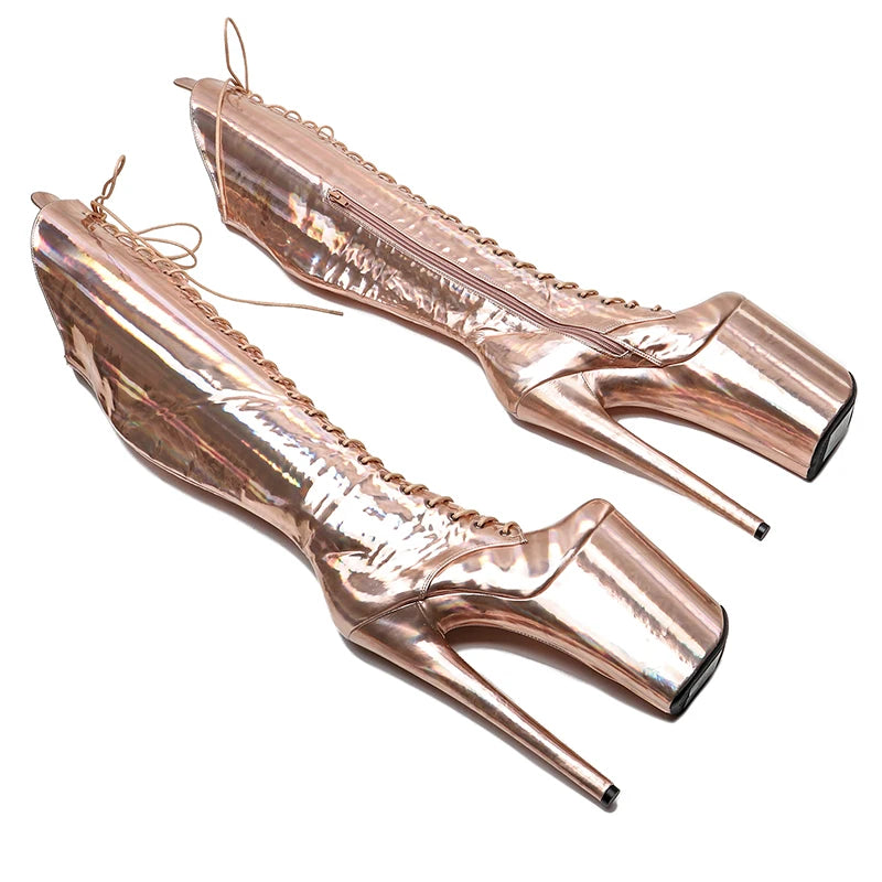 23CM/9inches Shiny material PU fashion lady High Heel platform Pole Dance boots