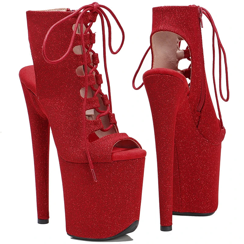 20CM/8inches glitter upper Pole dancing shoes High Heel platform Pole Dance boot