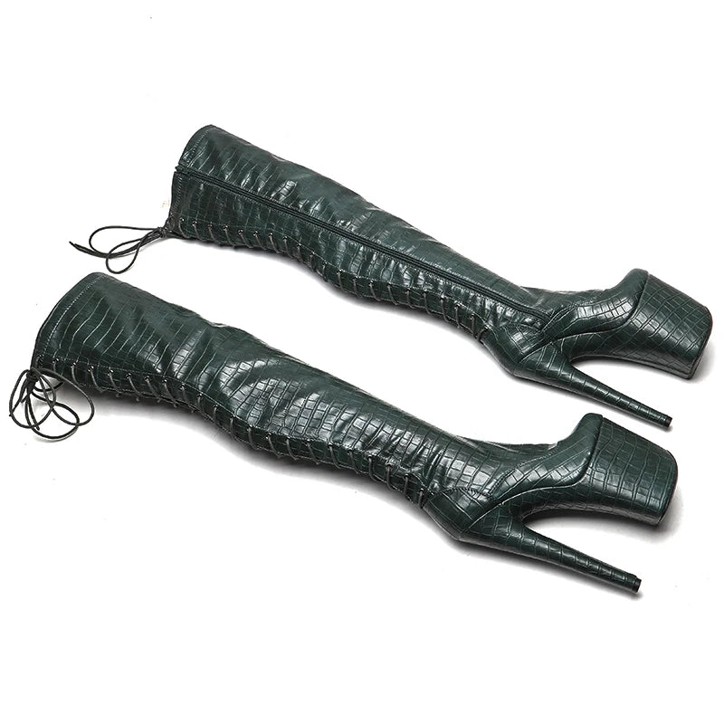 20CM/8inches PU Upper Trend fashion High Heel platform Boots Pole Dance boots