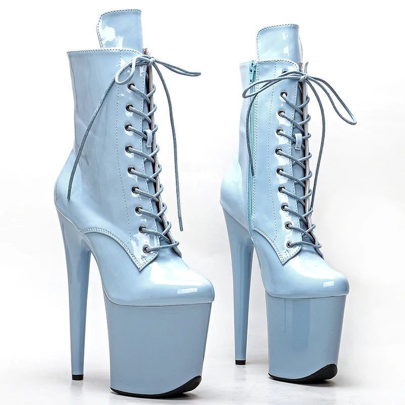 20CM/8inches patent leather pole dancing stiletto heels Models Catwalk Show High Heel platform boot 3K