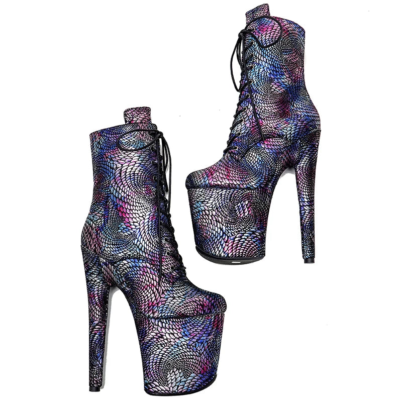 20CM/8Inch Genuine Leather Women's Platform disco party High Heels Pole Dance boot