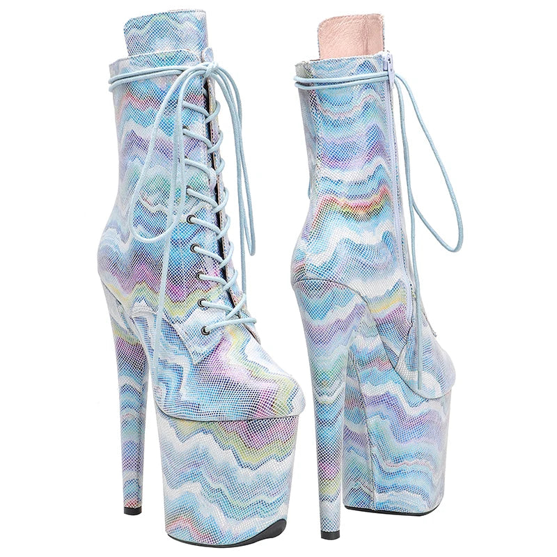 20CM/8Inch Genuine Leather Women's Platform disco party High Heels Pole Dance boot