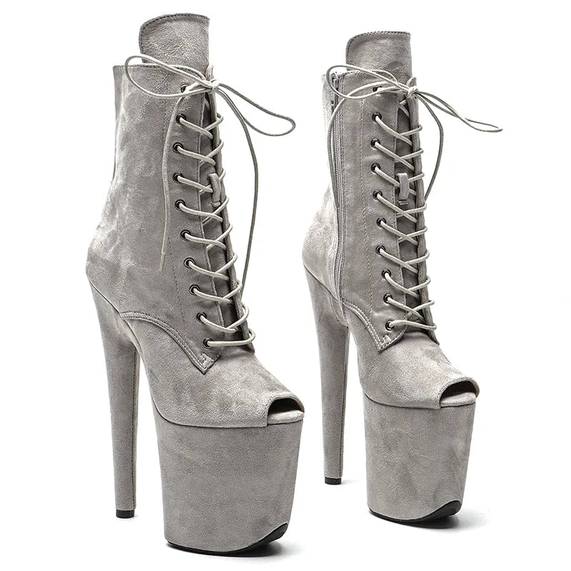 20CM/8inches Suede Upper Small open toe High Heel platform Pole Dance boot