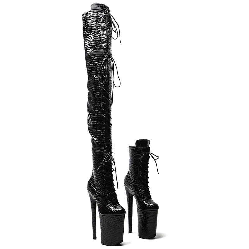 23CM/9Inch Pu Upper Zipper split boots Women New Design Three ways wear boots Extreme High Heel Detachable boots