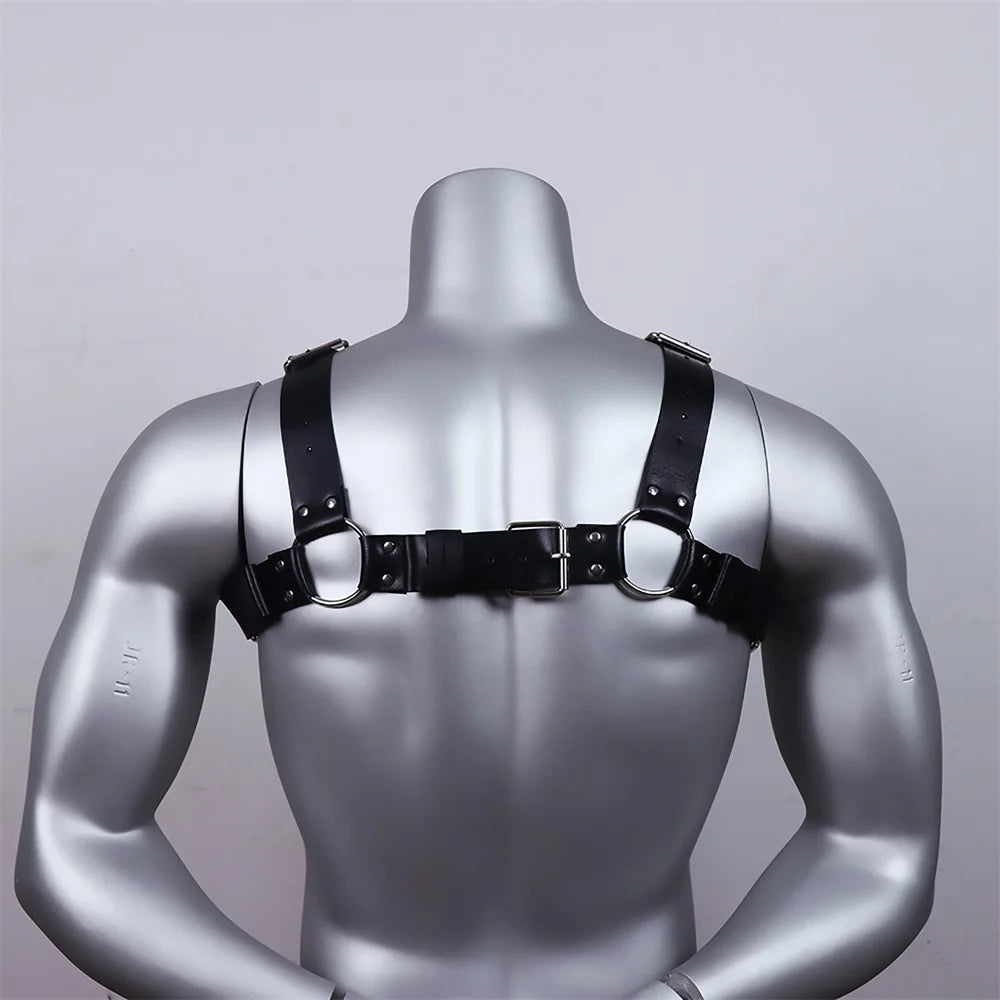 Leather Chest Harness Men Harness Adjustable ual Body Cage Harness Belts Rave Clothing for Adult