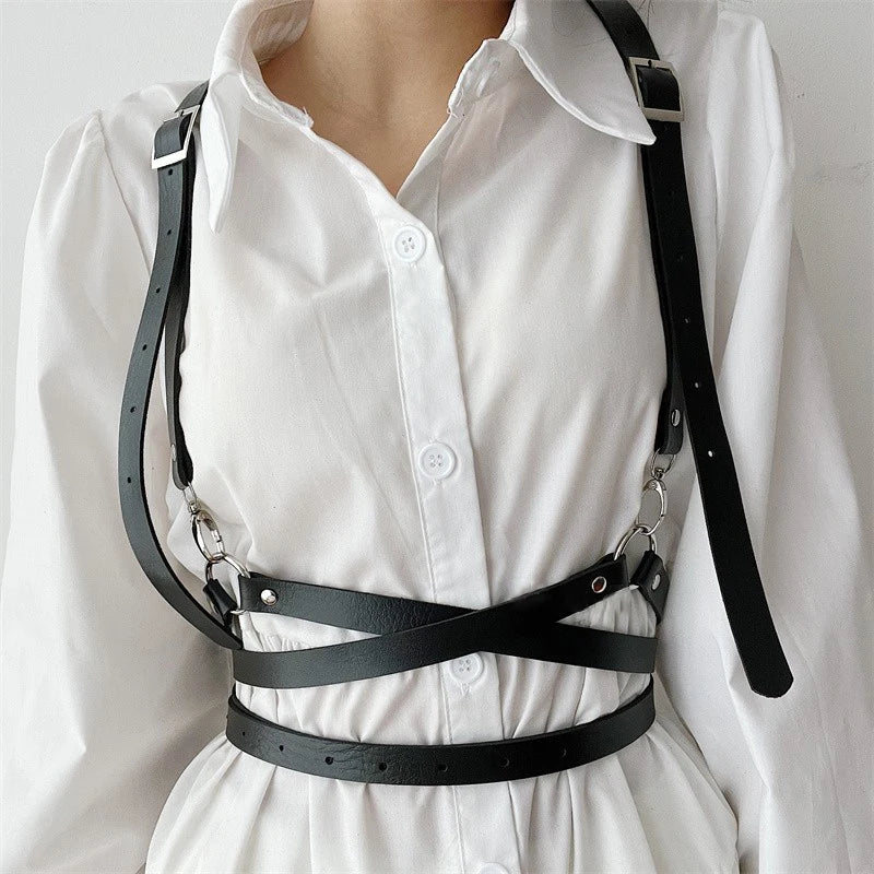 Women Garters faux Leather Women Body Cage Sculpting Harness Waist Belt Straps Suspenders Goth Harajuku Belt