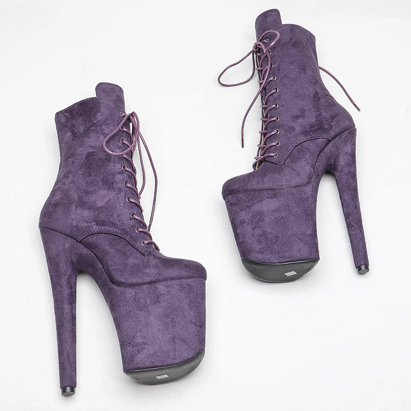 Purple Suede 20CM/8Inch Women's Platform disco party High Heels Shoes Pole Dance boot