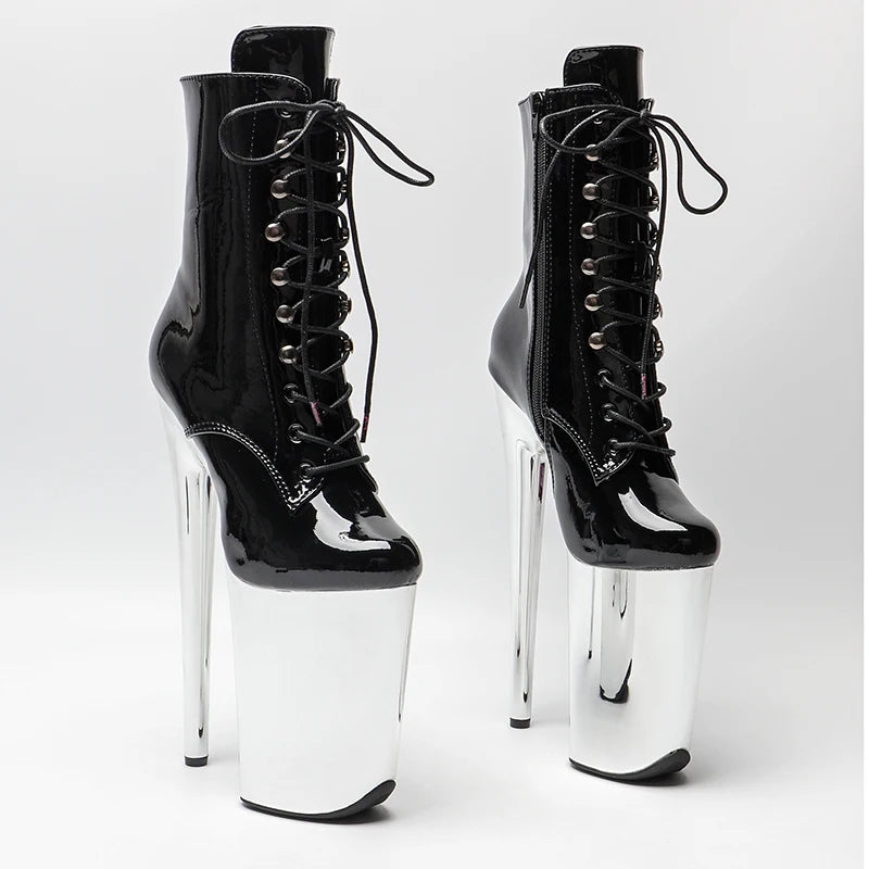 23CM/9inches Patent Upper Pole Dance Shoes High Heels Platform Ankle Boot Pole Dance Boot