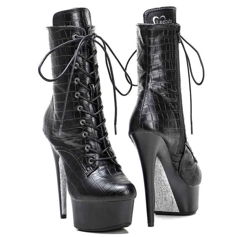 15CM/6Inches Snake upper High Heel platform Boots Closed toe Pole Dance boot