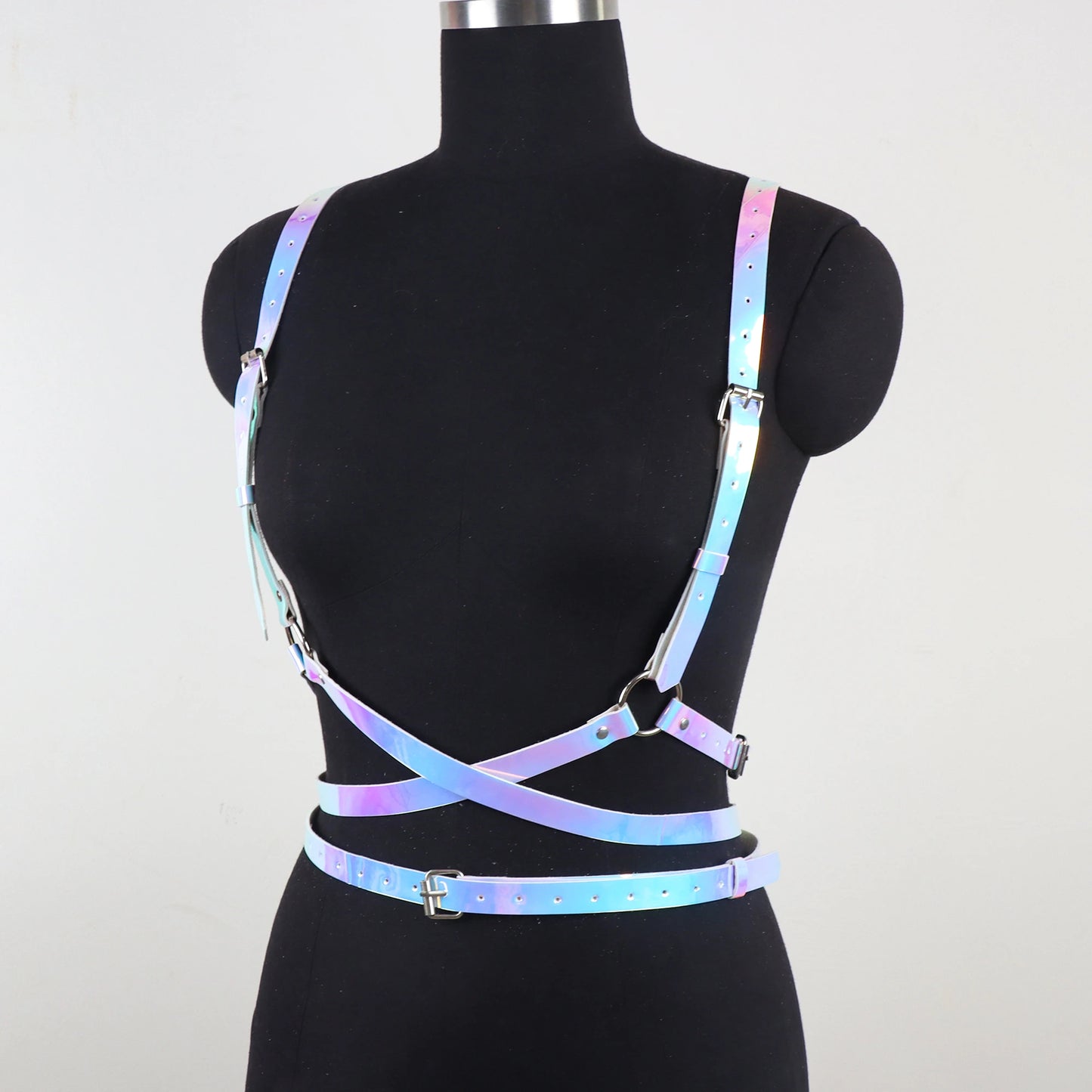 Fashion Laser Angel Wings Body Harness Double Shoulder Strap Leather Colthing Accessories Belt Punk Rave Garter