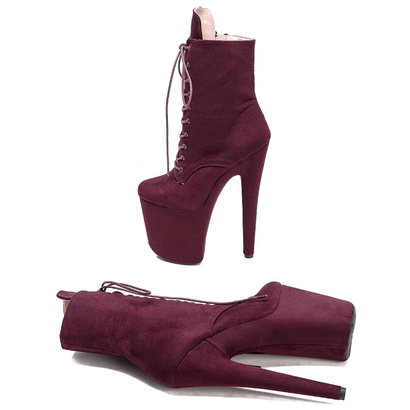 20CM/8inches suede Pole dance shoes High Heel platform Boots closed toe Pole Dance boot