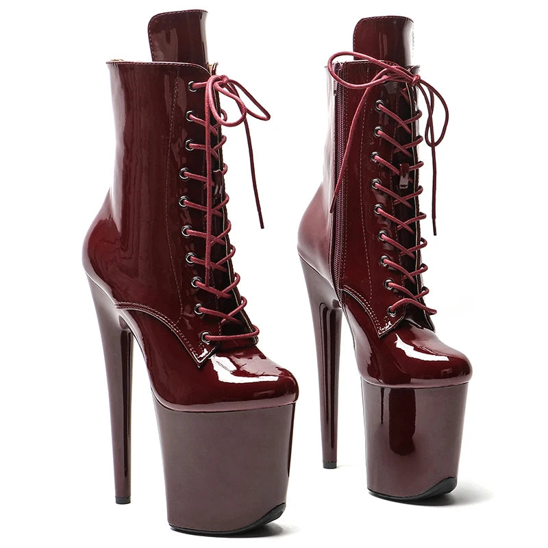 20CM/8inches patent leather pole dancing stiletto heels Models Catwalk Show High Heel platform boot 3K
