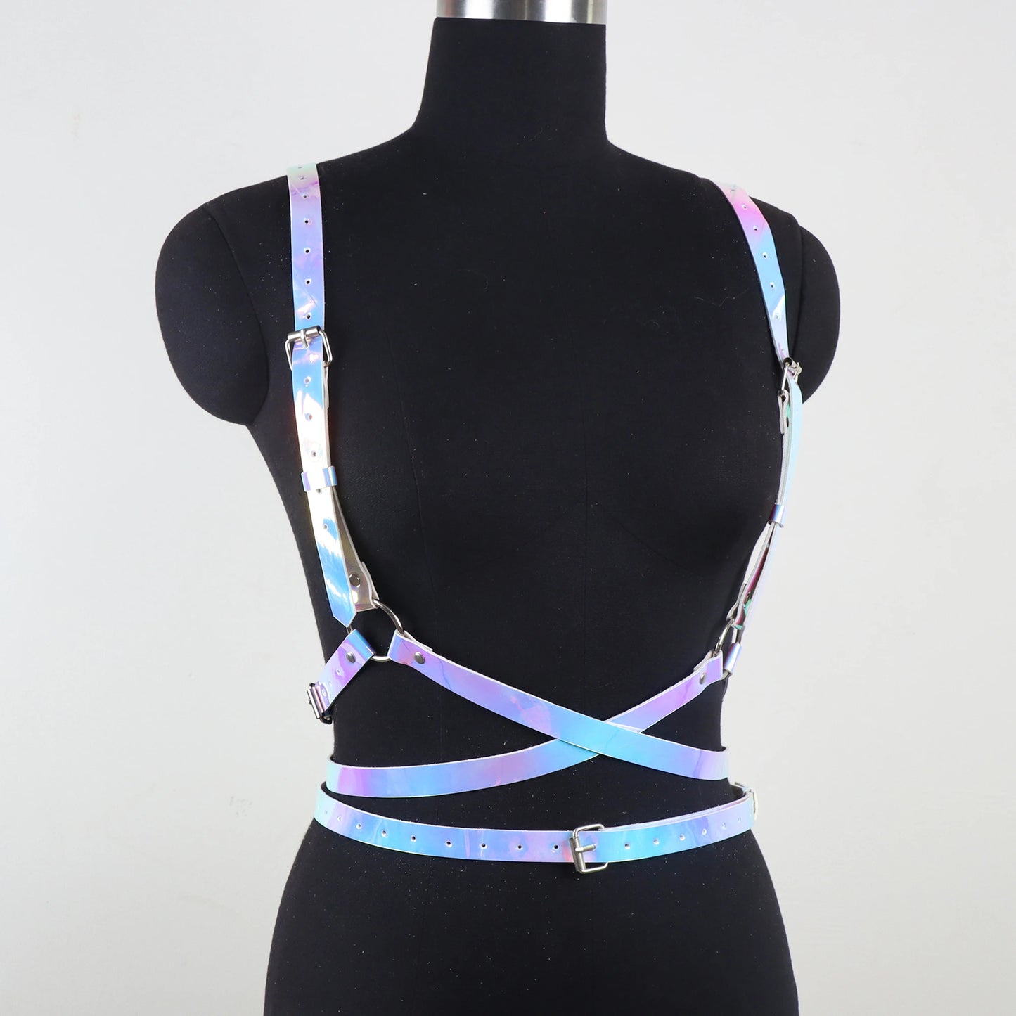 Fashion Laser Angel Wings Body Harness Double Shoulder Strap Leather Colthing Accessories Belt Punk Rave Garter