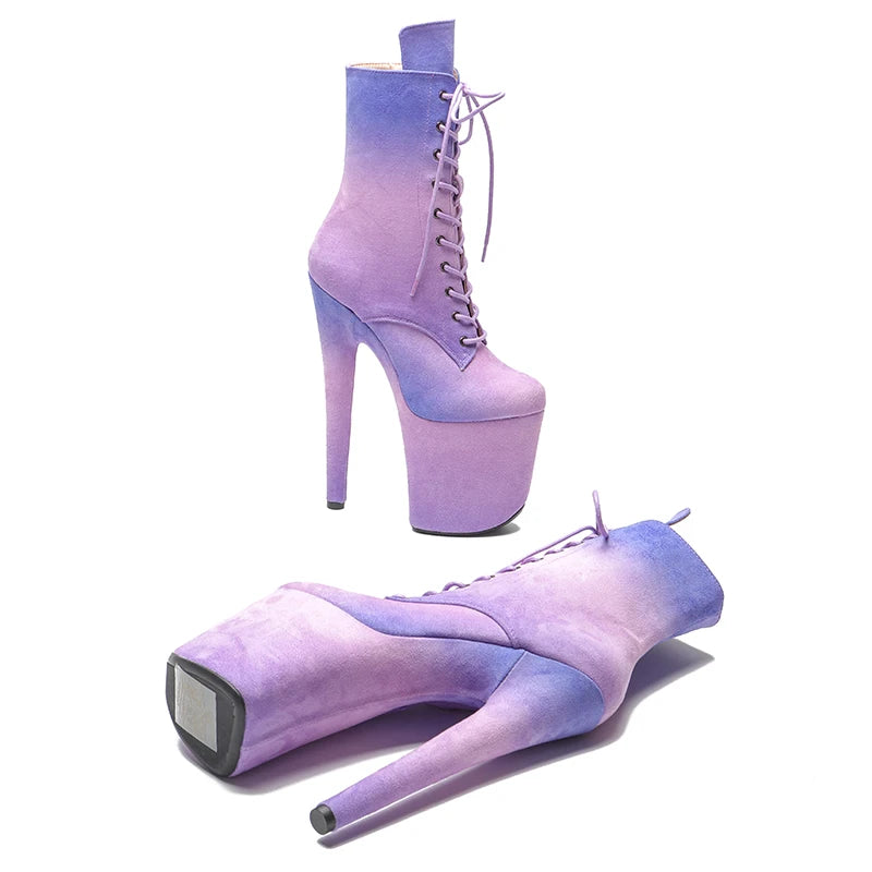 20CM/8inches Gradual change of color y boot Stripper Shoes Women Pole Dance Models Catwalk Show High Heels 3B