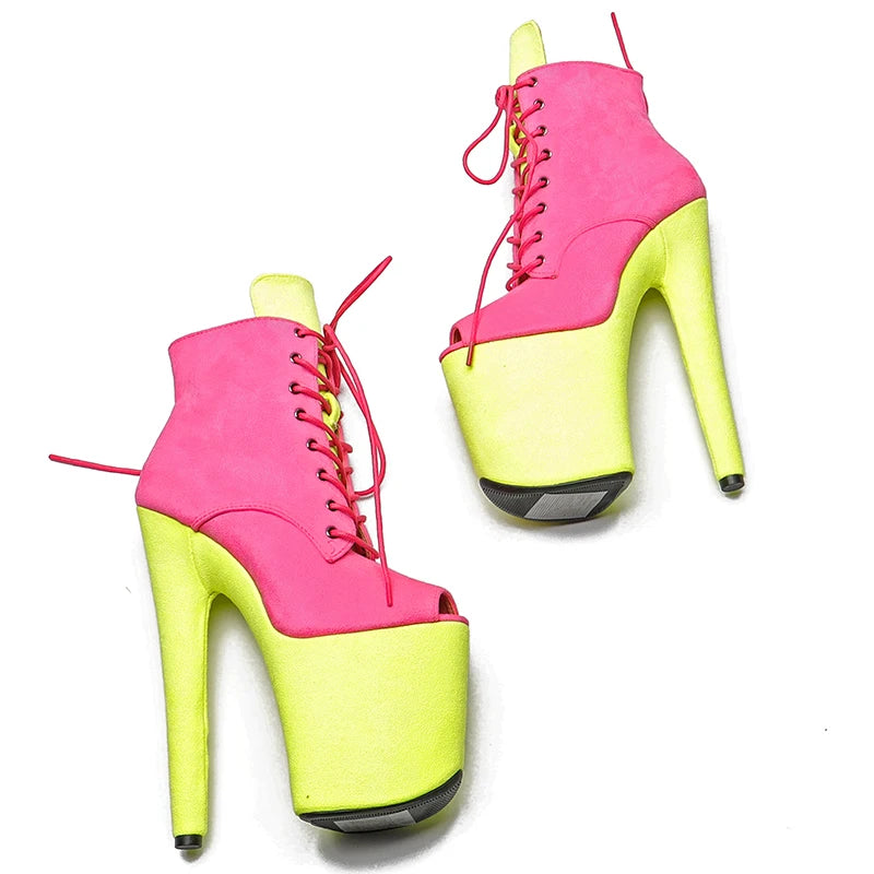 20CM/8inches color matching Pole dancing High Heel platform boot Ankle Boots y Stripper Shoes women boots 2B