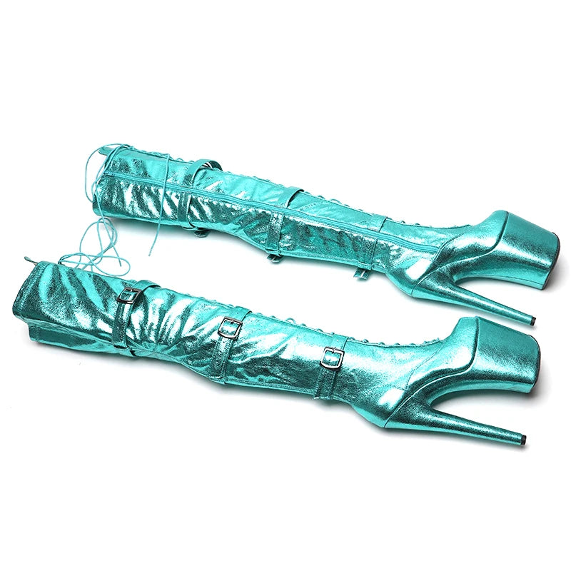 20CM/8inches PU Upper Trend fashion Small open toe High Heel platform Boots Pole Dance boots
