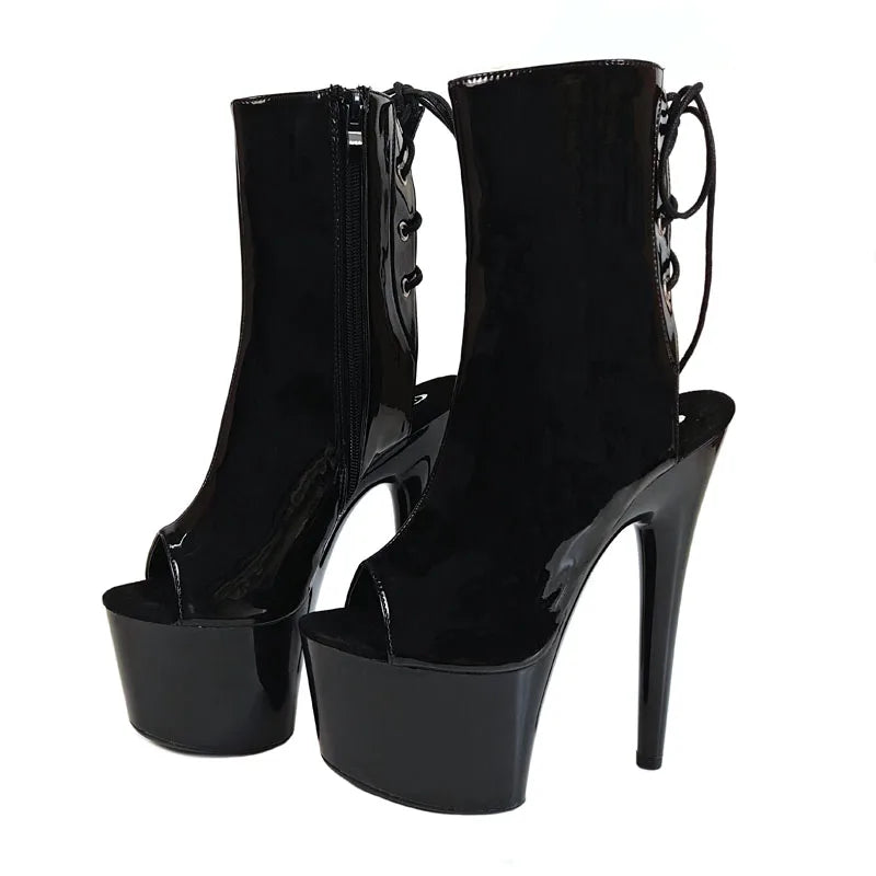 17cm/7inch black Women's Platform Sandals Pole Dancing boots 7 Inch High Heels Shoes Nightclub pole Dance boots