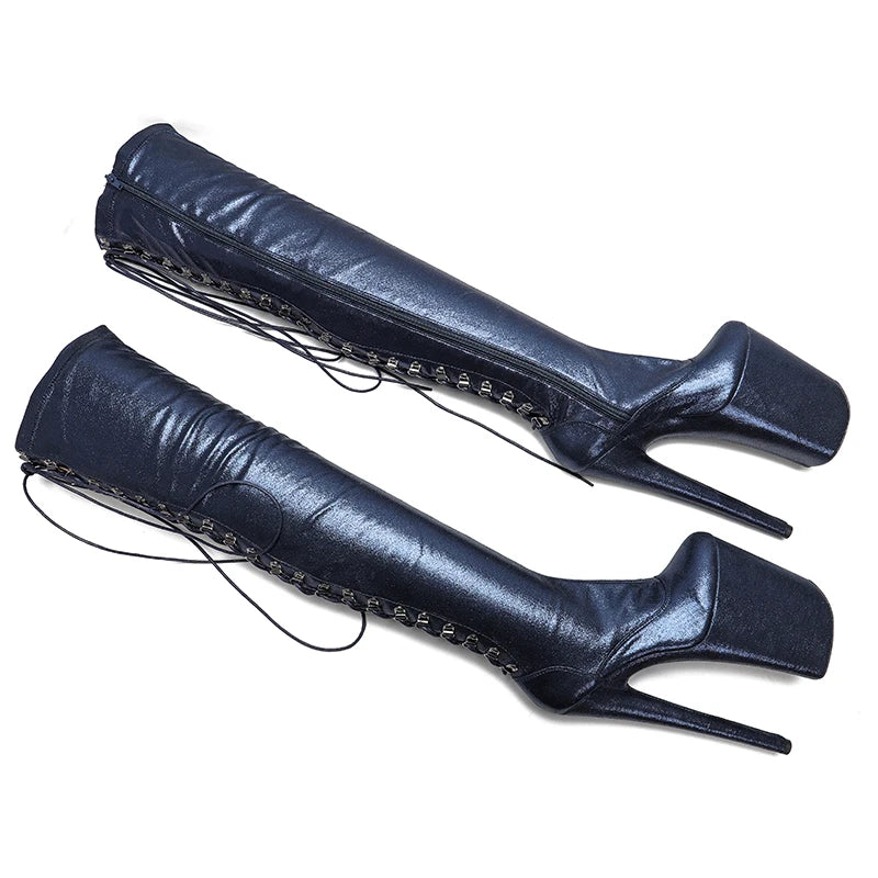 23CM/9inches lace-up fashion lady High Heel platform Pole Dance boots