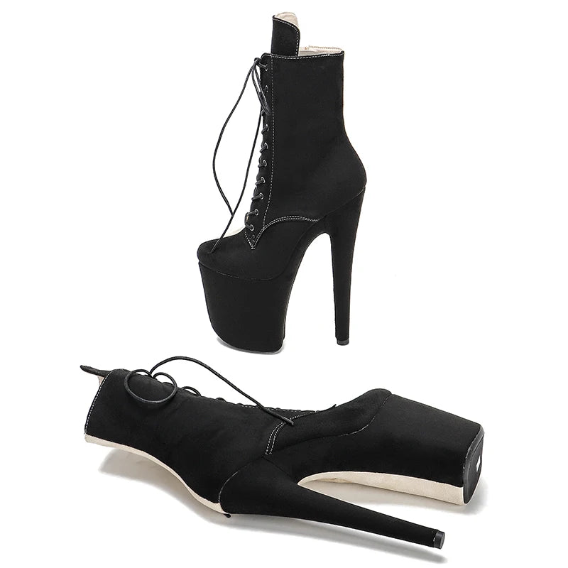 Black and Beige Suede high HeelShoe Heels 8Inch More Colors y Exotic Pole Dance Booties