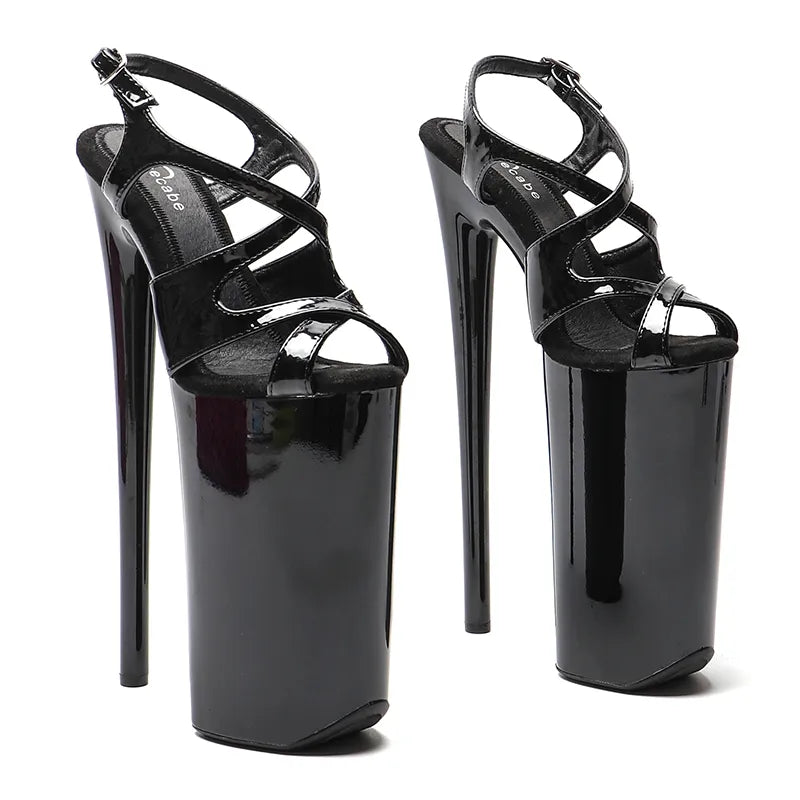 26CM/10inches Shiny Patent PU upper Open Toe High Heel platform y exotic party sandals Pole Dance shoes