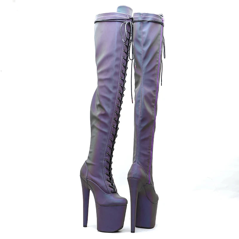 20CM/8Inch Night light Holographic Reflective Platform party High Heels Shoes Pole Dancing boot