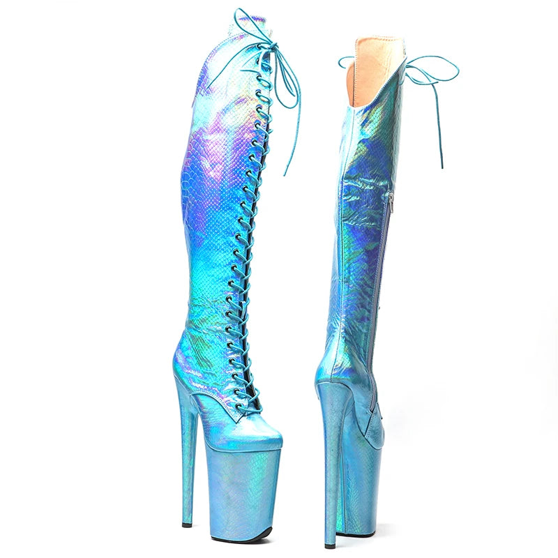 23CM/9inches Snake PU fashion lady High Heel platform Pole Dance boots