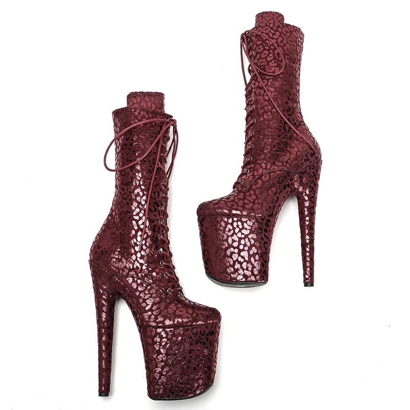 20CM/8Inch Nightclub Stiletto Pumps Side Zipper High Heels Women's Party Shoes platform boot 4B