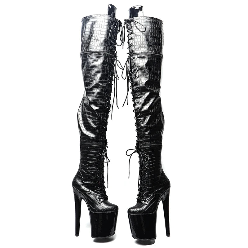 20CM/8Inch Patent Upper Zipper split boots Women New Design Three ways wear boots Extreme High Heel Detachable boots 5B